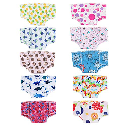 SOTOGO 10 Pieces Doll Diapers Doll Underwear for Baby Doll and American 18 Inch Girl Doll, Cute Style SOTOGO 10 Pieces Doll Diapers Doll Underwear for Baby Doll and American 18 Inch Girl Doll, Cute Style