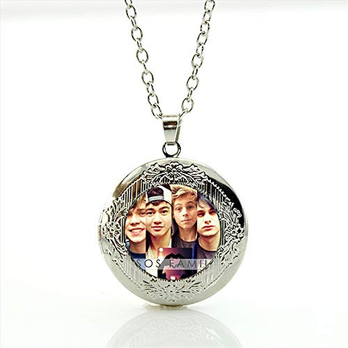 Pendant Necklaces - Fashion Rock Band Locket Pendant Necklace for Boys Girls Glass cabochon Dome 5 Seconds of Summer Necklace for Rock Fans WNK33 - by Mct12-1 PCs