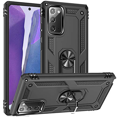 Fetrim Case for Galaxy Note 20, Dual Layer Shockproof Protective Phone Case with Rotation Ring Kickstand for Samsung Galaxy Note 20 Black