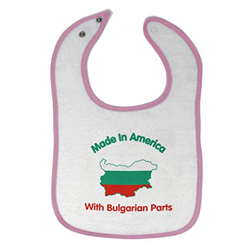 Toddler  and  Baby Bibs Burp Cloths Made in America with Bulgarian Parts Flag American Cotton Items for Girl Boy Ai White Soft Pink Design Only
