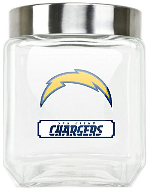 NFL Los Angeles Chargers Glass Canister, Medium NFL Los Angeles Chargers Glass Canister, Medium