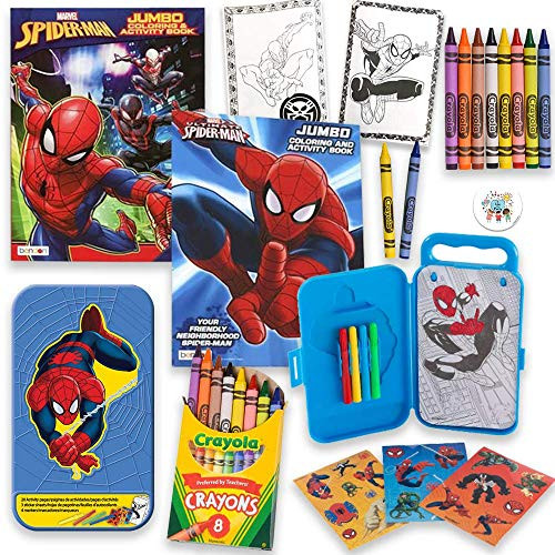 Spiderman 80 Page Coloring And Activity Books With 20 Activity Sheets, Crayons, Markers, Spiderman Stickers, Box And Pin, By Another Dream