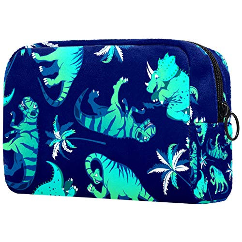 Cosmetic Bag for Women,Roomy Makeup Bags,Dinosaur palm tree,Travel Waterproof Toiletry Bag Accessories Organizer