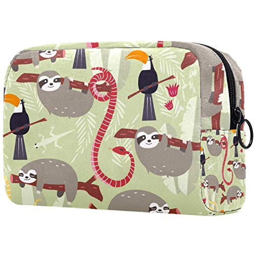 Cosmetic Bag for Women,Roomy Makeup Bags,Snake toucan sloth,Travel Waterproof Toiletry Bag Accessories Organizer