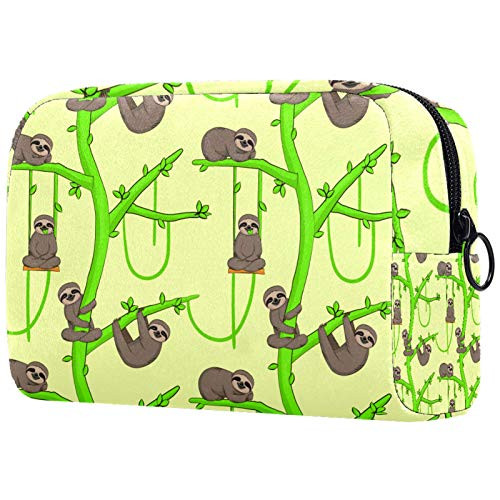 Cosmetic Bag for Women,Roomy Makeup Bags,Seamless sloth on the tree,Travel Waterproof Toiletry Bag Accessories Organizer