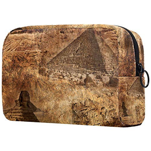 Cosmetic Bag for Women,Roomy Makeup Bags,Egyptian Pyramids,Travel Waterproof Toiletry Bag Accessories Organizer