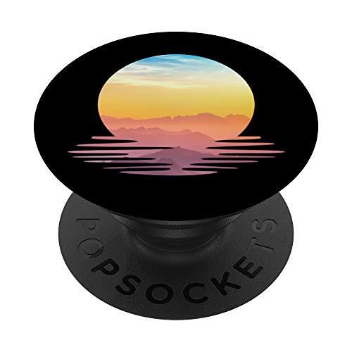 vintage retro style outdoor mountains sunset scene landscape PopSockets PopGrip Swappable Grip for Phones  and  Tablets
