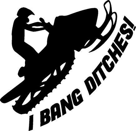 YWS Vinyl Stickers Decal - Snowmobile I Bang Ditches Funny Sled Fading Logo - Stickers Laptop Car Truck Window Bumper Notebook SMA4574