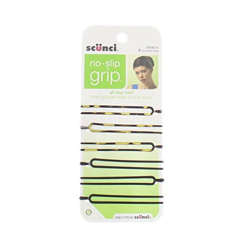 Scunci 6 Piece 3704003a048 No-Slip Grip Oval Bobby Pins Assorted Colors, 0.8 Ounce Pack of 4