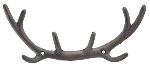 Cast Iron Wall Hook Rack Deer Antlers 11.25 Wide