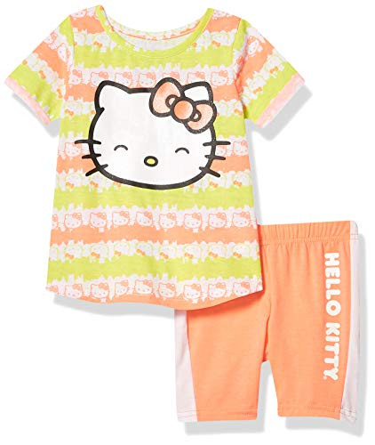 Hello Kitty Girls' Bike Short Set, NEON Coral, 2T