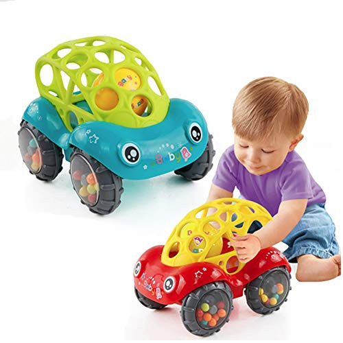 Shuohu Baby Newborn Rattle and Roll Car Bell Ring Shaking Catch Ball Rattle Toy Red