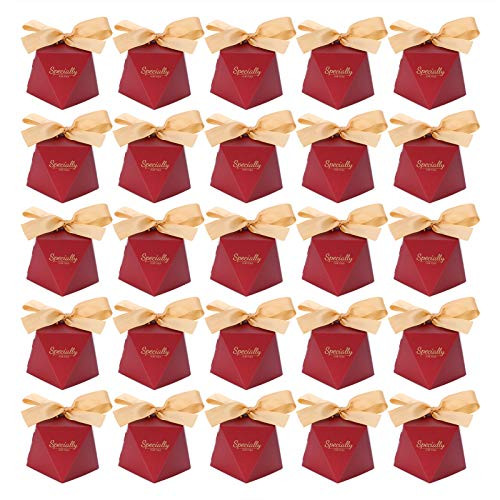 Favor Boxes, Candy Boxes Paperboard Safe Wine Red Candy Boxes, 25 Sets Environmentally Friendly for Birthday Babyshower Wedding Kids Partylarge Favor Boxes, Candy Boxes Paperboard Safe Wine Red Candy Boxes, 25 Sets Environmentally Friendly for Birthday Babyshower Wedding Kids Partylarge
