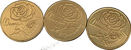 wendells Set of 3 Women in Recovery - Rose - Serenity Prayer - Bronze Medallions Sobriety Chip Lot