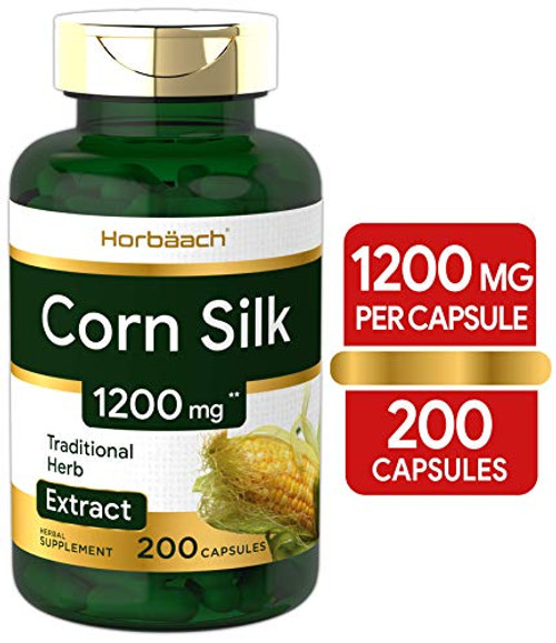 Corn Silk Capsules 1200mg  200 Pills  Non-GMO, Gluten Free Extract Supplement  by Horbaach