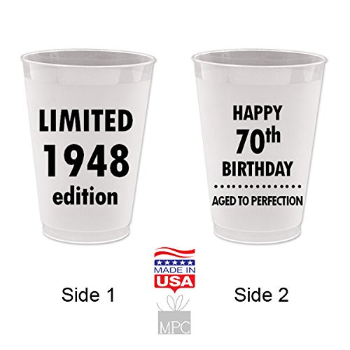 Happy 70th Birthday Frost Flex Plastic Cups - Limited 1948 Edition, Aged to Perfection