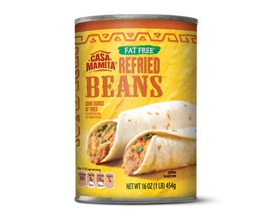 Casa Mamita Fat Free Refried Beans Gluten Free - 1 Can 1 lb.