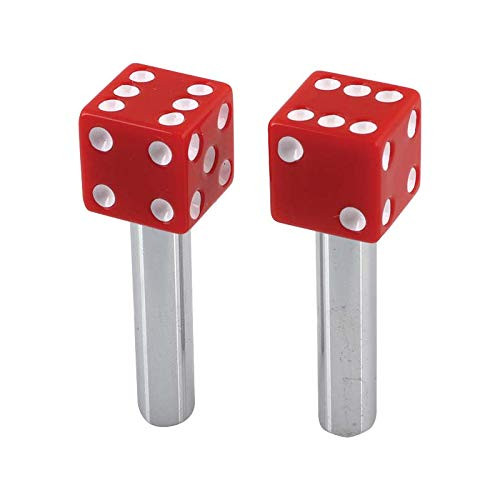 MACs Auto Parts 66-12891 Red Dice Door Lock Knobs, Pair