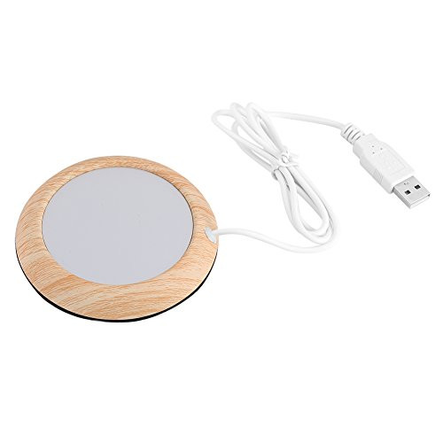 Jeffergarden USB Wood Grain Cup Warmer Heat Beverage Mug Mat Tea Coffee Heater Pad for Desk  and  Home  and  Office Bright Wooden Grain