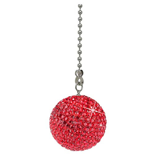 NUOBESTY Ceiling Fan Pull Chain Set Crystal Beaded Ball Fan Pull Chain Pendant Pull Loop Connectors Extension for Ceiling Light Fan Decoration Red