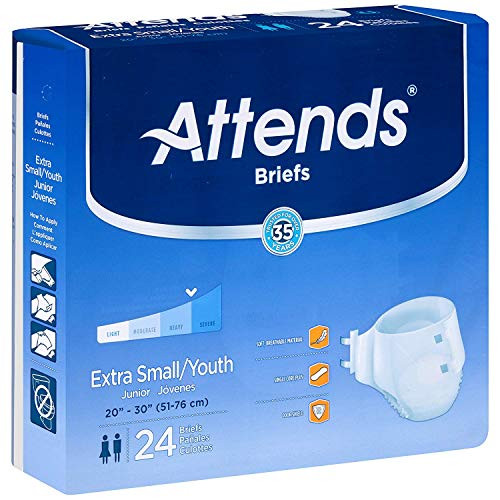 Attends 12043101 Incontinent Brief Attends Extra Absorbent Breathable Briefs Tab Closure Small Disposable Heavy-super Absorbency Brbx10 Box Of 24