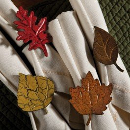 Park Designs 4 Assorted Fall Leaf Napkin Rings