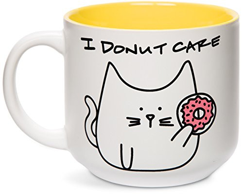Pavilion Gift Company Blobby Cat, Funny Cat I Donut Care Yellow Mug, 18oz, Yellow