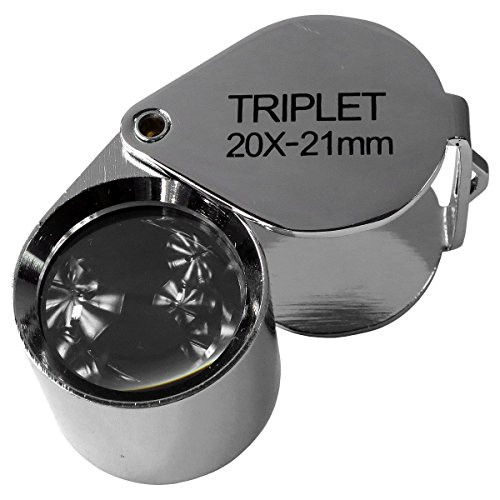 HTS 203E0 20x 21mm Chrome Triplet Jeweler's Loupe with Leather Case