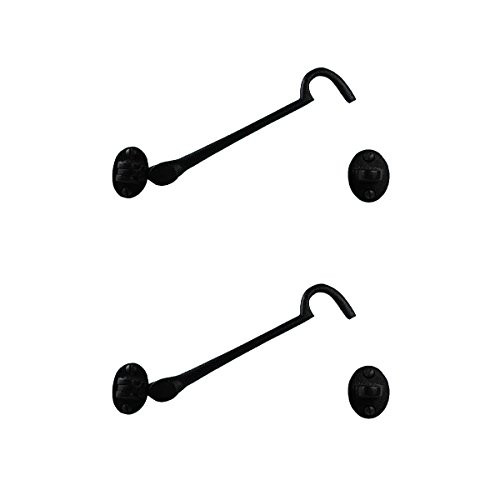 Black Wrought Iron Eye Hook 6 In Rustproof Cabins Gates Doors Lockers Pack Of 2