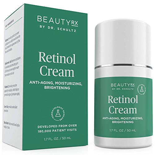 BeautyRx by Dr. Schultz Retinol Cream Moisturizer 2.5 percent for Face  and  Eyes for Wrinkle, Fine Lines  and  Dark Spots w/ Hyaluronic Acid  and  Vitamin A. Best Night  and  Day Anti-Aging Treatment for Women  and  Men 1.7 oz