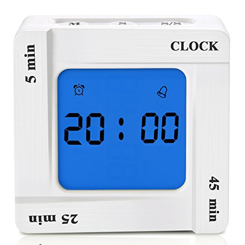 RundA Kitchen Timer, Digital Cooking Timer Clock, Office Timer with 5, 25, 45 Minutes & Customized Minutes for Time Management,Kids Timer for Concentration, Alarm Clock with Snooze Function