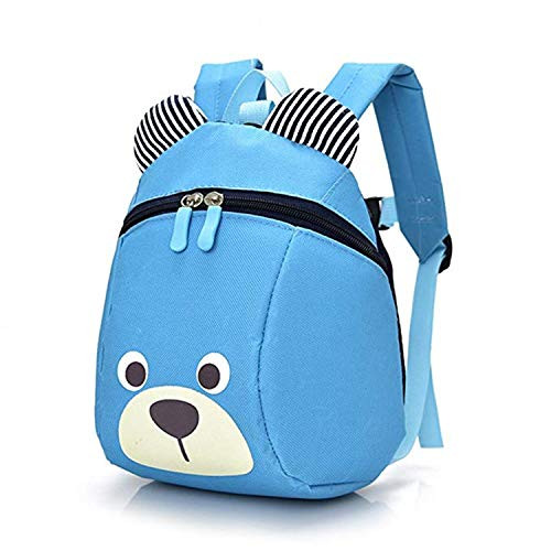 Cute Bear Toddler Backpack with Harness Leash Snack Nursery Bags for Kids Baby Boy Girl Blue