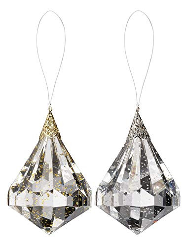 Ganz Suspended Glitter Jewel Hanging Ornaments Set of 2 Assorted