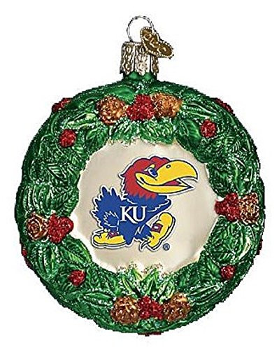 Football Fanatics NCAA Kansas Jayhawks Glass Wreath Ornament