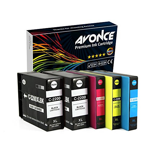 Avonce 5 pack Compatible Ink Cartridges for pgi2200xl pgi-2200 pgi-2200xl for Canon Maxify MB5020 iB4120 MB5320 MB5420 MB5120 iB4020 Printers