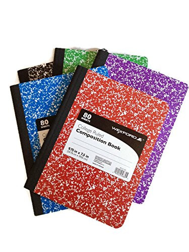 Wexford College Ruled Assorted Colors Composition Book 9.75 in x 7.5 in (5 Pack)