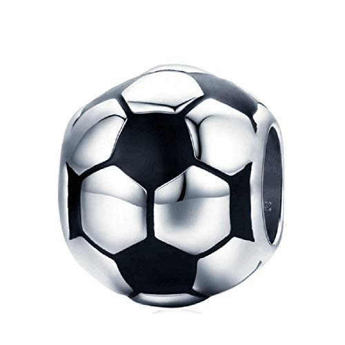Football Bead Charms with Black and White Enamel 925 Sterling Silver Soccer Ball Bead for Pandora Bracelet Charms Black Football Charm Football Bead Charms with Black and White Enamel 925 Sterling Silver Soccer Ball Bead for Pandora Bracelet Charms Black Football Charm