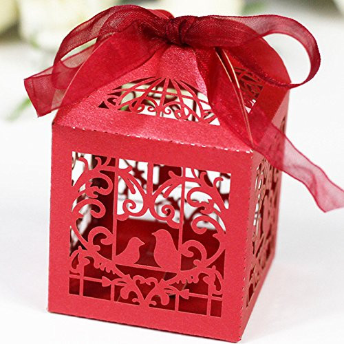 Zorpia 50pcs Laser Cut Birdcage Wedding Favor Box candy box baby shower box wedding favors and gifts box Bomboniere with Ribbons Bridal Shower Wedding Party Favors ZRA0168939(Red) Zorpia 50pcs Laser Cut Birdcage Wedding Favor Box candy box baby shower box wedding favors and gifts box Bomboniere with Ribbons Bridal Shower Wedding Party Favors ZRA0168939(Red)