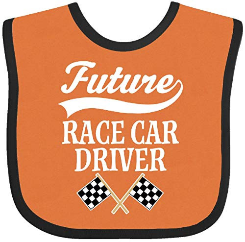Inktastic Future Race Car Driver Racing Baby Bib Orange and Black