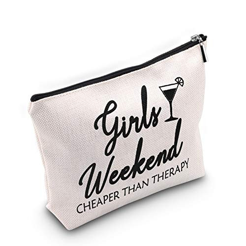 TSOTMO Girls Weekend Gift Girl Makeup Bag Girls Weekend Cheaper Than Therapy Bag Cosmetic Bags Travel Pouches Toiletry Bag Cases Travel gifts for Best Friends Girl Weekend
