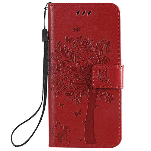 Leather Cover Compatible with iPhone Xs Max, red Wallet Case for iPhone Xs Max