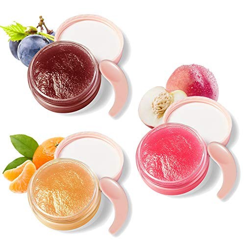 DAGEDA Lip Scrub Set,3Box Fruity Sugar Lip Scrubs With Brush,Remove Dead Skin Exfoliator With Cleansing Nourishing Lip Skin Care For Peeling Chapped Lips,Exfoliating Hydrated Lip Treatment Moisturizer