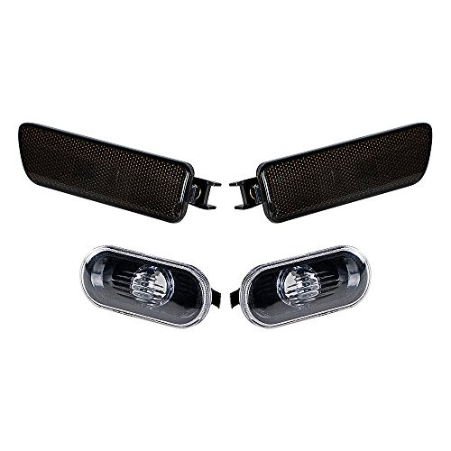 Euro Style Black Base Amber Side Marker Lights Compatible with Fender Bumper Volkswagen 1999-2005 VW Jetta MK4 99-03 Golf MK4