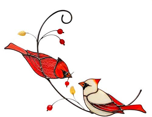 ACHENYUANYUAN Cardinal Bird Stained Glass Ornament, Red Cardinal Bird Suncather Stained Glass Bird, Lovebirds Ornaments Tree Hanging Decoration Memorial Gifts B ACHENYUANYUAN Cardinal Bird Stained Glass Ornament, Red Cardinal Bird Suncather Stained Glass Bird, Lovebirds Ornaments Tree Hanging Decoration Memorial Gifts B