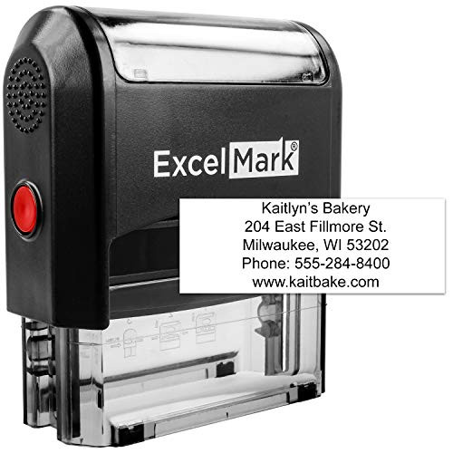 ExcelMark Large Return Address Stamp - Up to 5 Lines - Custom Self Inking Rubber Stamp - Customize Online with Many Font Choices - Large Size