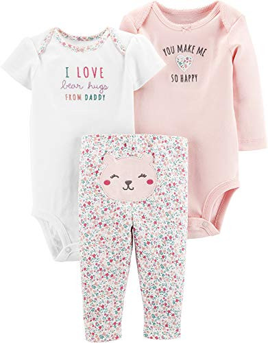Carter's Baby Girls' 3-Piece Little Character Set Pink/Happy/Bear Hugs, Newborn