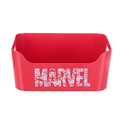 MINISO Marvel Office Desk Organizer Storage Box Multifunctional Desktop Stationery Drawer for Business Card/Pen/Pencil/Mobile Phone/Stationery Holder Red
