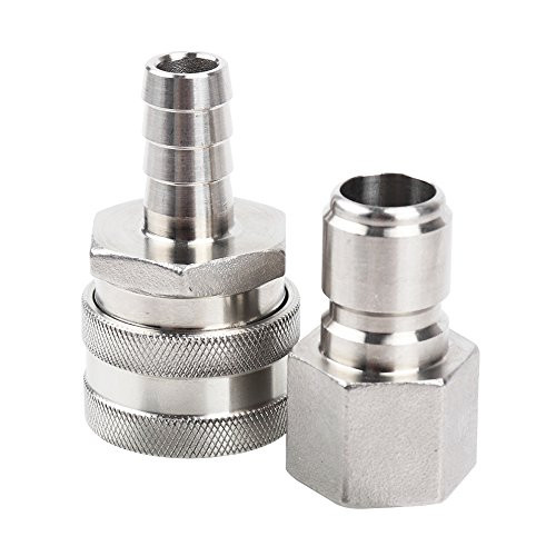 MRbrew Quick Disconnect 304 Stainless Steel Set 1/2'' FPT Male 1/2'' Female Barb (1/2'' FPT Male,1/2'' Female Barb)
