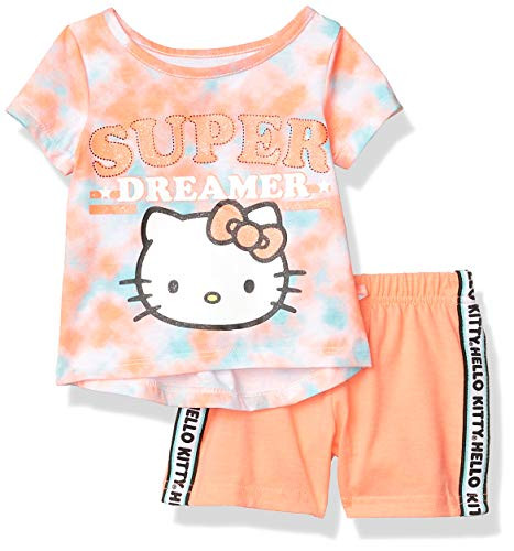 Hello Kitty Girls Sleeve Short Set, NEON Coral, 24M