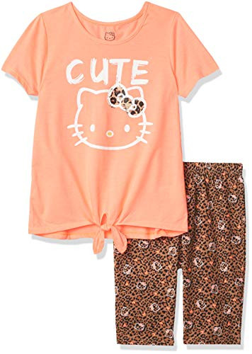 Hello Kitty Girls' Bike Short Set, NEON Coral, 12